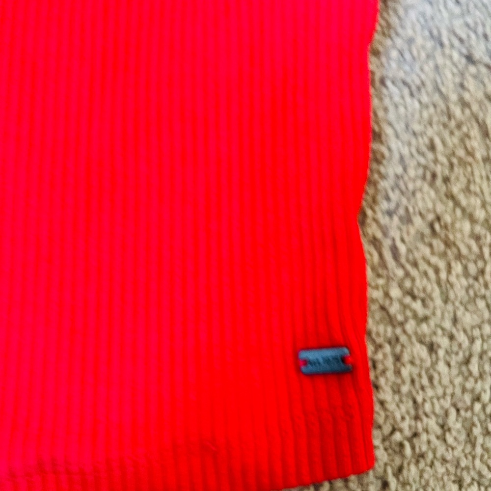 Zara Bright Red Ribbed Top - Picture 2 of 4
